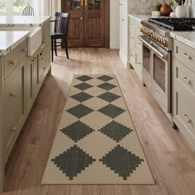 Tapis d'intérieur / extérieur à carreaux Ainsley, tapis de couloir 2 x 6, Tapis de couloir 2 pi x 6 pi