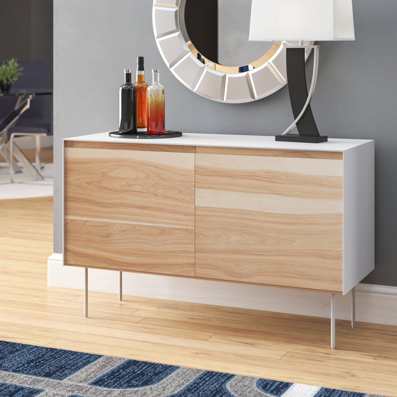 Clad 46'' Solid Wood Sideboard, White/Hickory