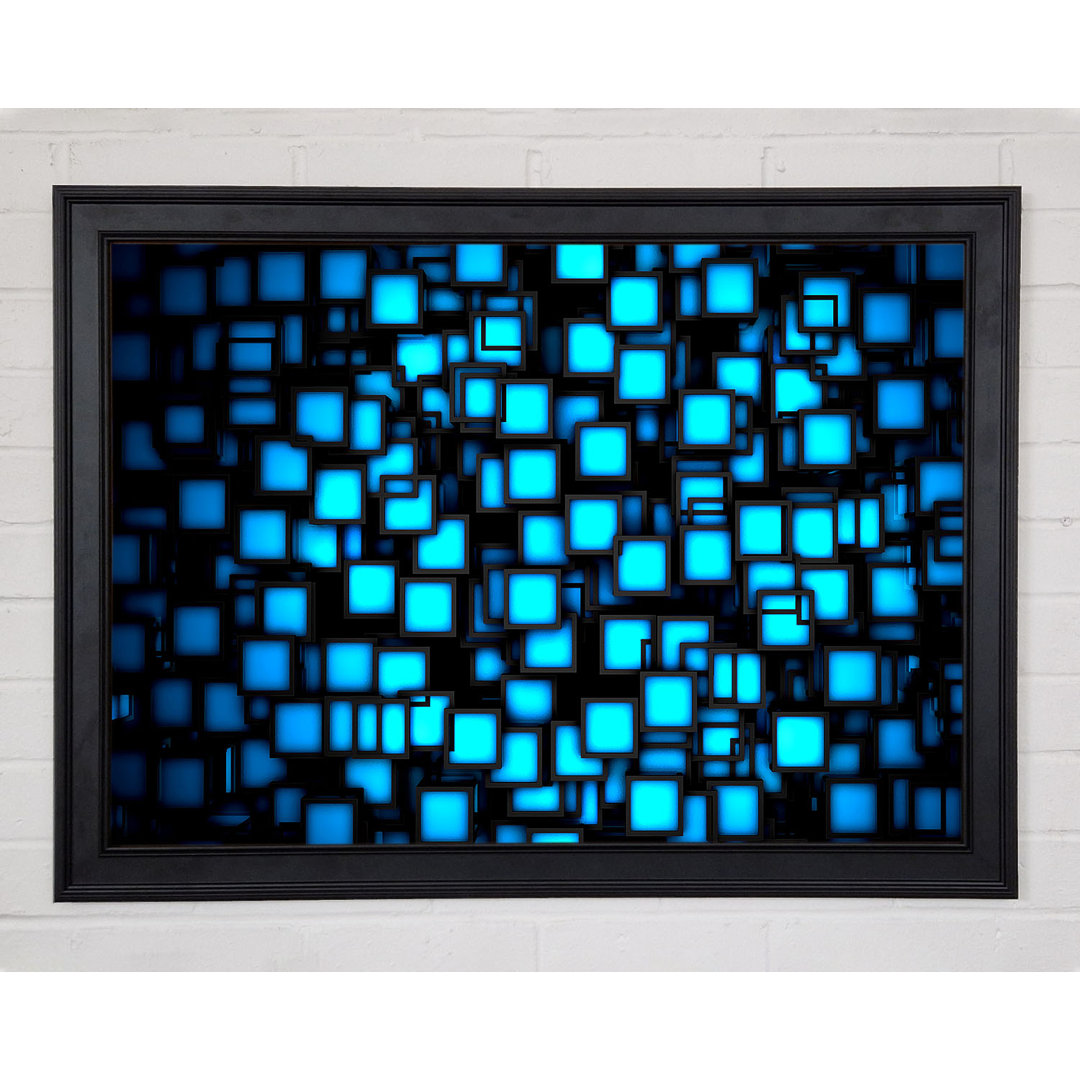 Neon Quadrate Gerahmter Druck