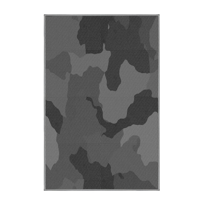 Tapis gris en laine de camouflage altoona, Rectangle 2 pi x 3 pi