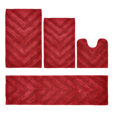 Ensemble de tapis pour salle de bain touffeté à 100% coton 1990 g / m² Hugo avec endos en latex antidérapant, certifié OEKO-TEX®, super absorbant et lavable à la machine, rouge