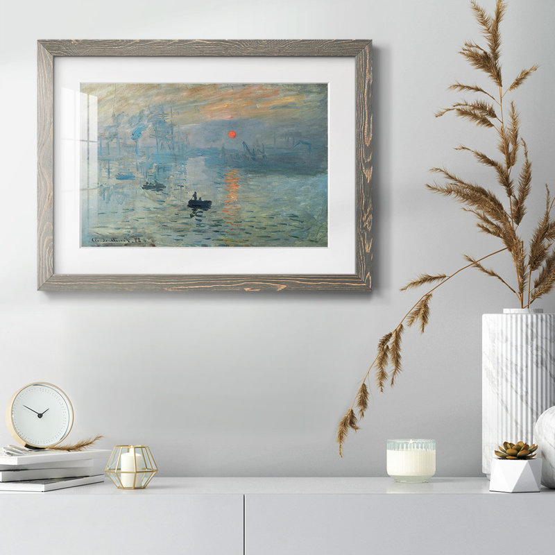Sunrise By Monet, reproduction d'art encadrée, H 14 po x l 20 po x P 1,5 po, Gris