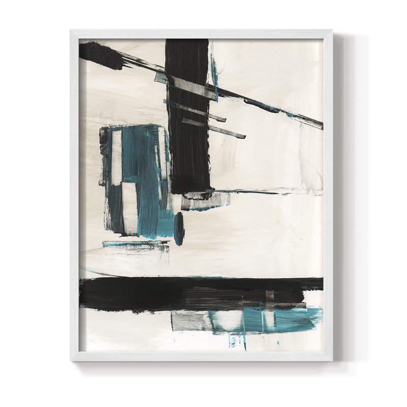 Geometry Notes II Framed Print - Solid Wood, White, 10" H x 8" W
