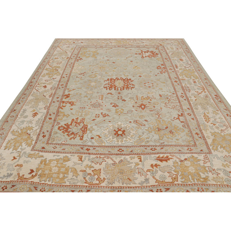 Oushak Hand Knotted Floral Area Rug, Rectangle 6' x 9'