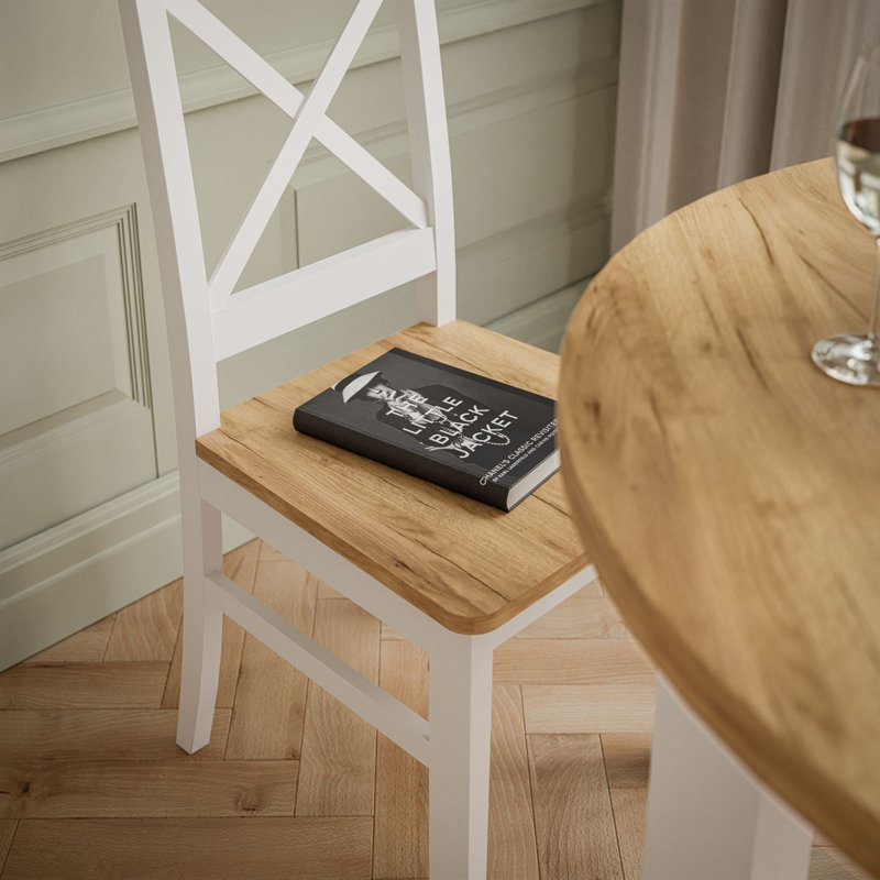 Upholstered Dining Chair, White/ Golden Kraft Oak
