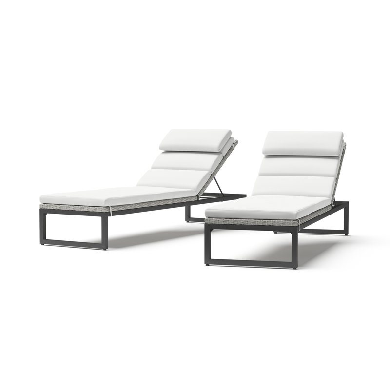 Milo Reclining Chaise Lounge with Cushion, Canvas Navy Sunbrella® Canvas, Gray