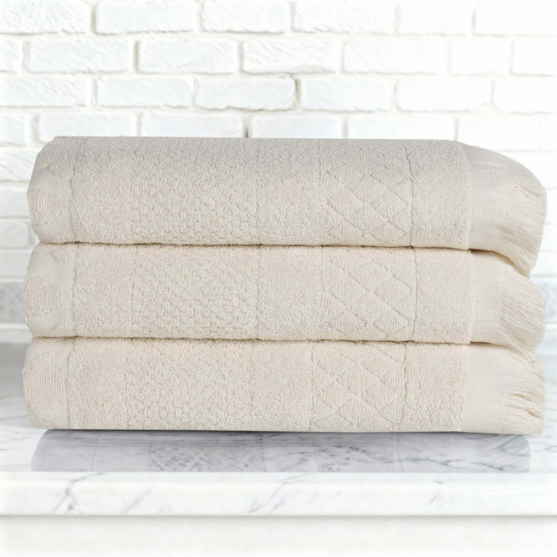 Ensemble de 3 serviettes de bain en coton Blue Nile Mills, Ivoire ivoire