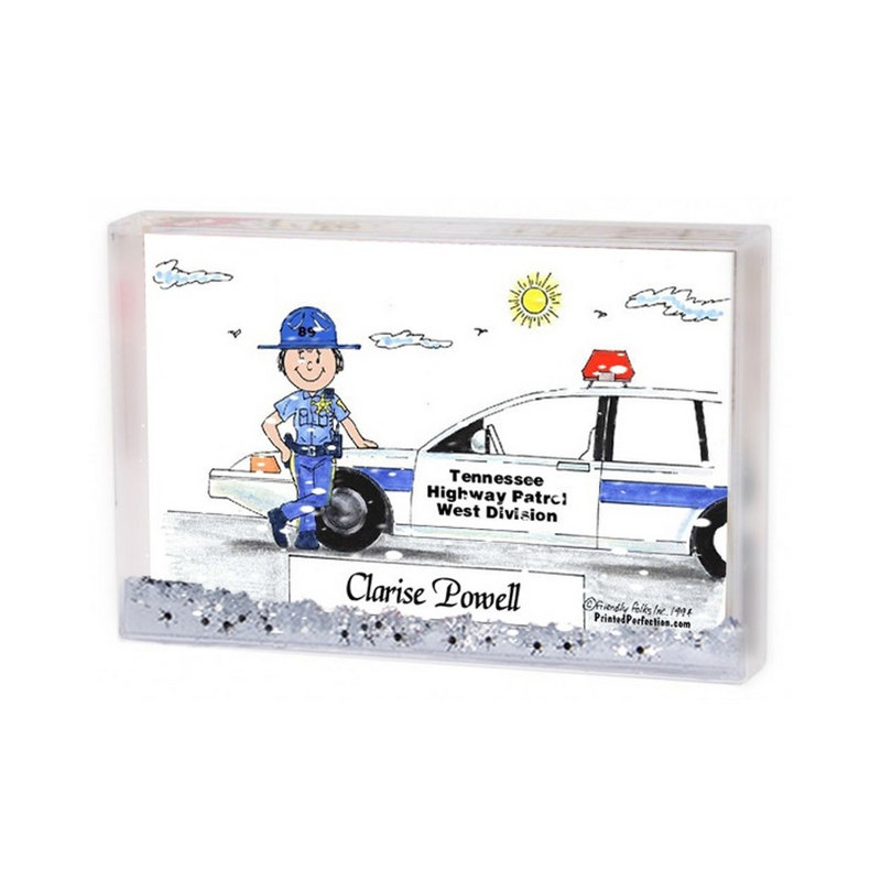 Cadeau personnalisé de cadre de sphère de neige - Sheriff personnalisé, Oui, H 2,5 po x l 3,75 po x P 1 po