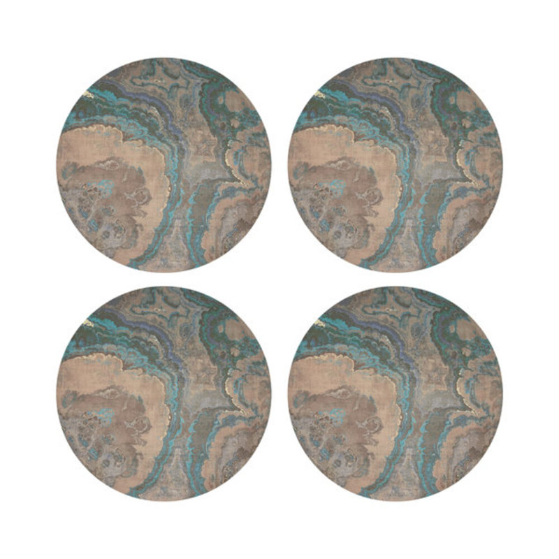 Sous-verres ronds en cuir Agate, Argile
