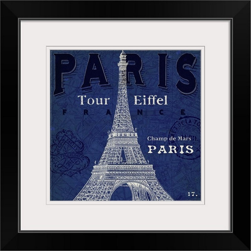 « blueprint tour eiffel » par sue schlabach, impression, Cadre noir, H 20" x l 20" x P 1"
