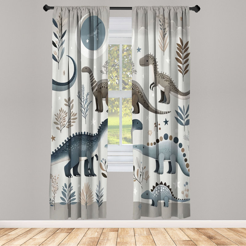 Paire de rideaux dinosaures Ambesonne, L 56 po x L 63 po