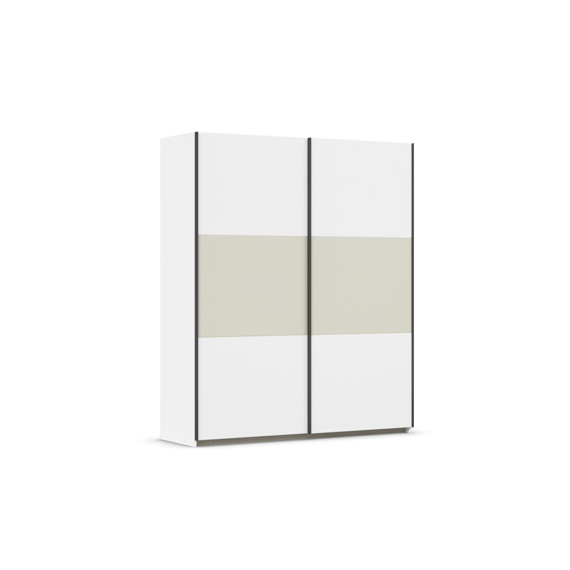 Neo 2 Door Manufactured Wood Wardrobe, 210cm H x 175cm W x 59cm D, Alpine white/champagne, Basic