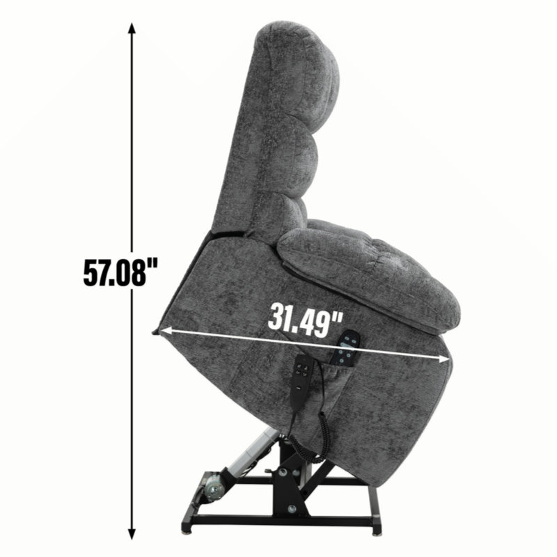 Fauteuil inclinable Heat & Massage Lift avec poche latérale et télécommande, Gris