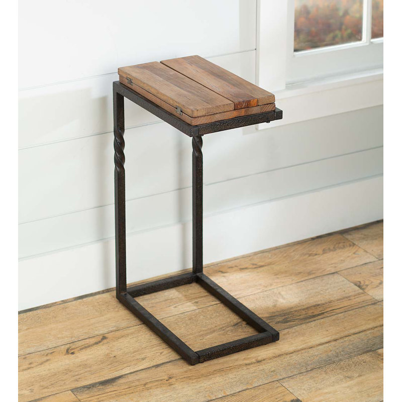 Rustic Pull-Up Table with Fold-Out Leaves in Wood and Metal