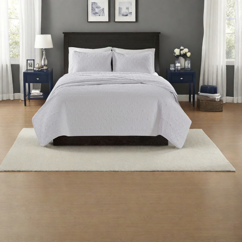 Premium Cotton Bedding Sets, White King/cal King, Reversible Quilt For Home Comfort