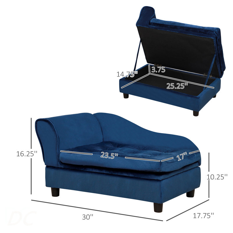 Lit de luxe pour chien avec rangement caché PawHut, Blue, 29.92