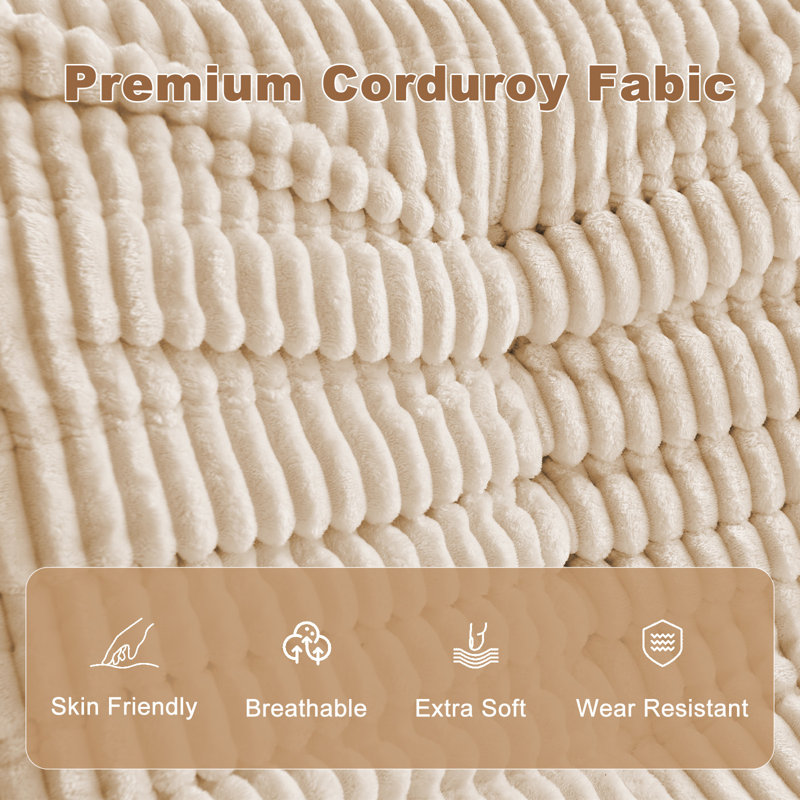 Bean Bag Chair for Adults with Lumbar support pillow, Memory Foam Giant Bean Bag Sofa with Corduroy Material Lazy Sofa for Living Room Bedroom Dorm Office, White