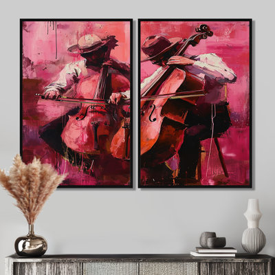 Magenta Jazz Double Bass Hats - Large Musician Wall Art