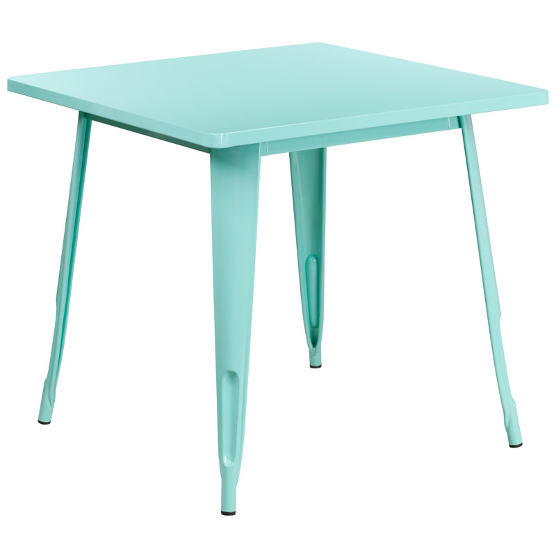 Table carrée intérieure / extérieure en métal Feodora 31,5 po, Vert menthe
