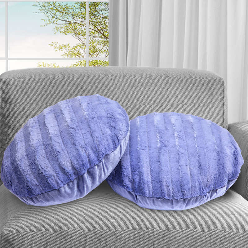 Faux Fur Floor Circular Pillow Cover & Insert, Very Peri