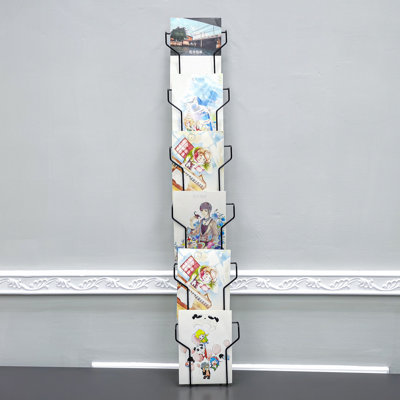 FixtureDisplays® Wall Mount 5X7 Inches Pocket Vertical Portrait Width Greeting Card Post Card Display Wire Rack Black 11716