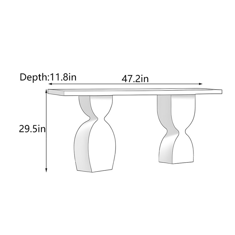 Table d'entrée en bois massif Wabi-Sabi, H 29,5 po x l 47,2 po x P 11,8 po, Noir