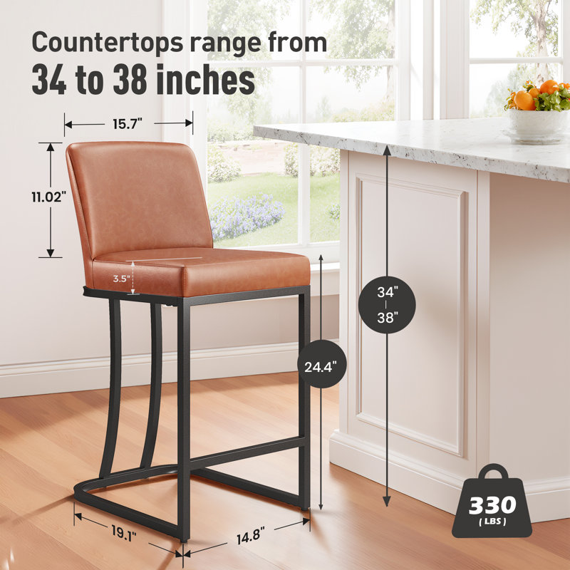 Tabouret Seese, Tabouret de comptoir (siège d’une hauteur de 24, Noir, noir, noir, noir, Brun