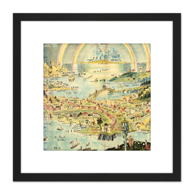 Sleigh 1918 Pictorial Fantasy Ancient Fairyland Map 1 Piece Single Picture Frame Painting