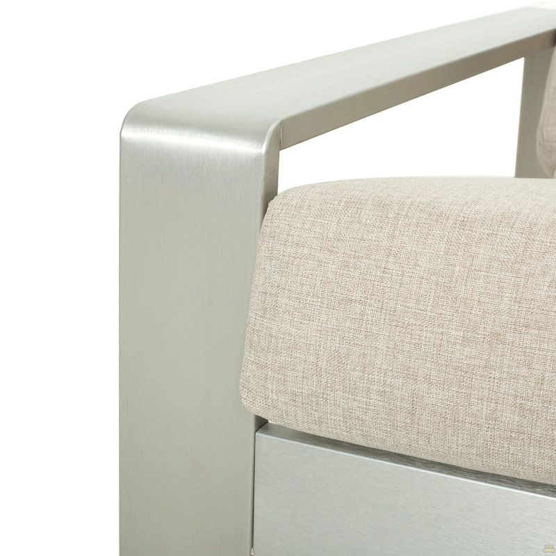 Chaise longue d'extérieur et d'intérieur en aluminium, ensemble de 2, 2, Beige, Argent