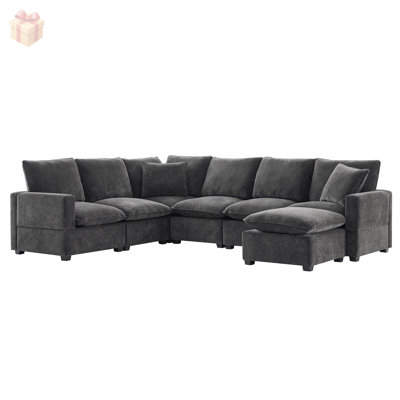 Canapé modulaire en chenille avec configuration flexible et mousse haute densité pour un confort et une durabilité ultimes