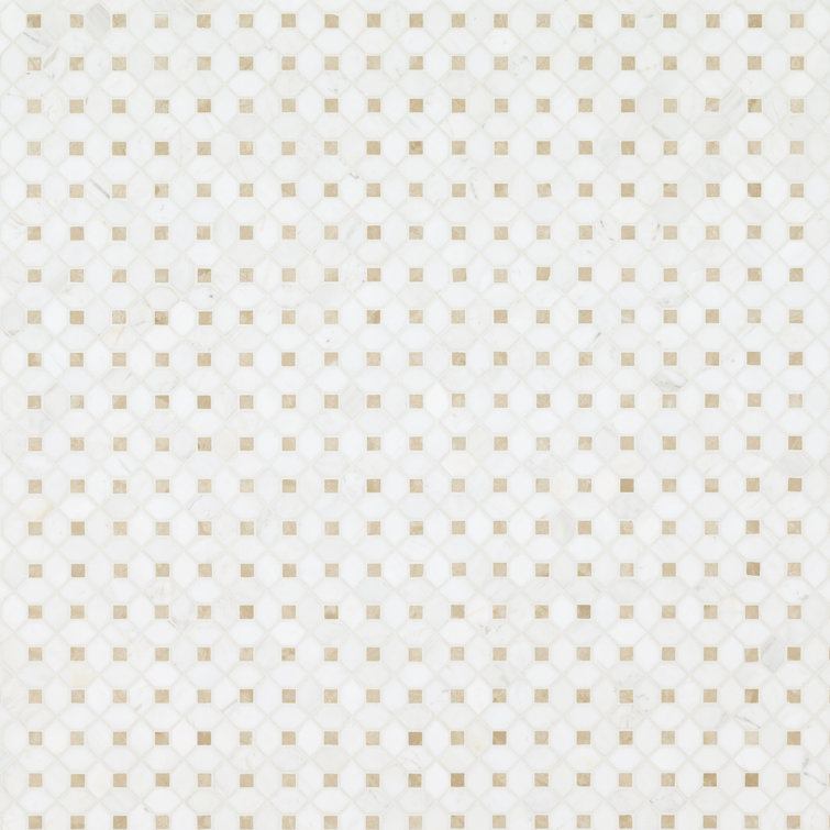 Bianco Dolomite 12.4 in. x 12.4 in. Polished Marble Mosaic Tile
