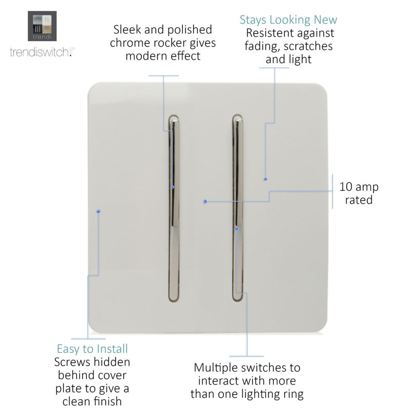 Trendi Switch 2 Gang Intermediate Rocker Light Switch
