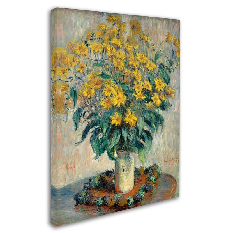 "Fleurs d'artichaut de Jérusalem" par Claude Monet - reproduction d'art sur toile, H 47 po x l 35 po x P 2 po
