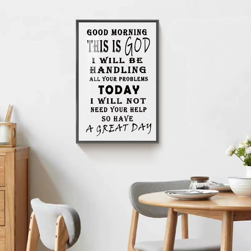 «Have a Great Day», art textuel sur toile, Cadre noir, H 24 po x l 16 po x P 1,3 po