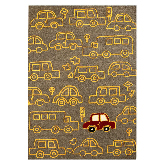 Doursounian Cars On The Move Kids Hand Tufted Wool Grey Area Rug, 3'6" x 5'6"
