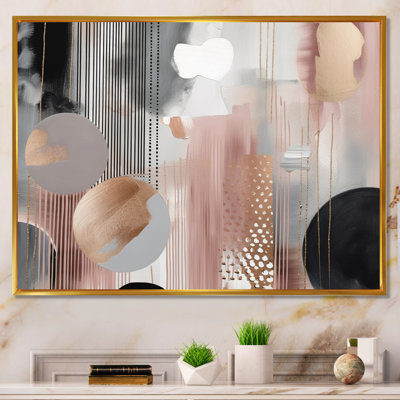 «Pink Rosegold Captivating Circle II - Modern Shapes», reproduction sur toile transitionnelle