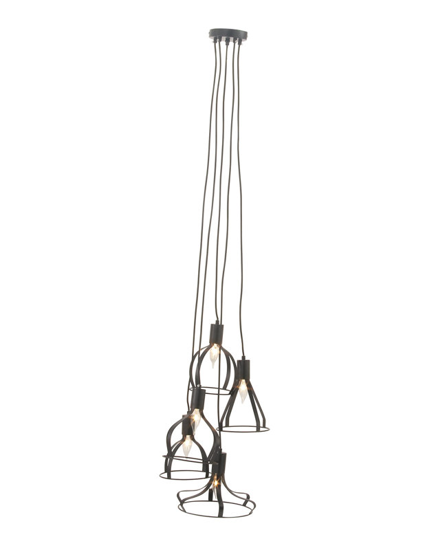 Luminaire suspendu géométrique 5 lumières grappe Comer, H 58 po x l 18 po x P 18 po, Gris