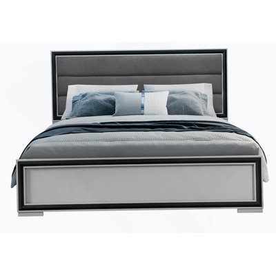 Adelaide Grey Black Queen Bed W/Led