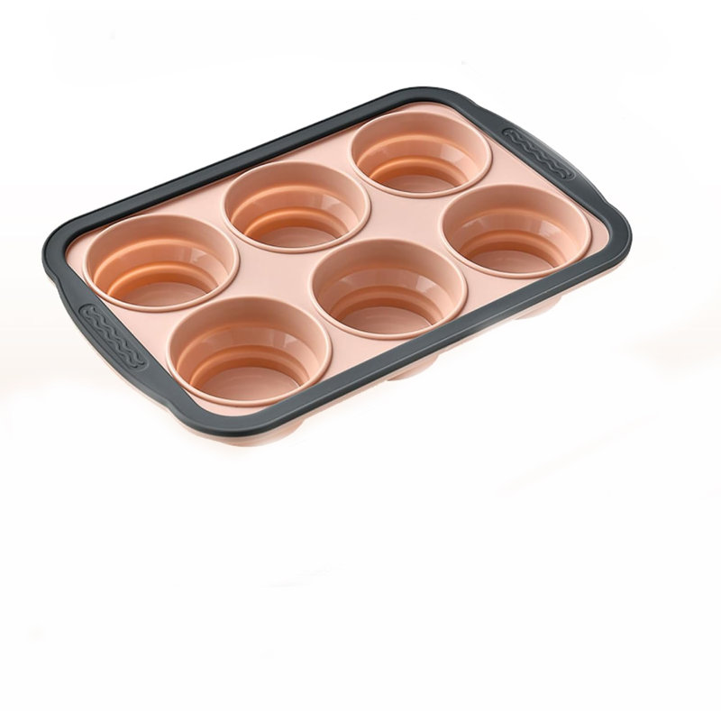 Moule à muffins pliable en silicone avec cadre en métal renforcé, plateau de cuisson antiadhésif pour petits gâteaux