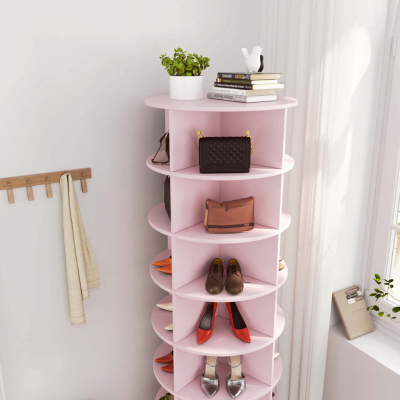 Armoire à chaussures rotative 360, Rose, H 64,96 po x l 24 po x P 24 po