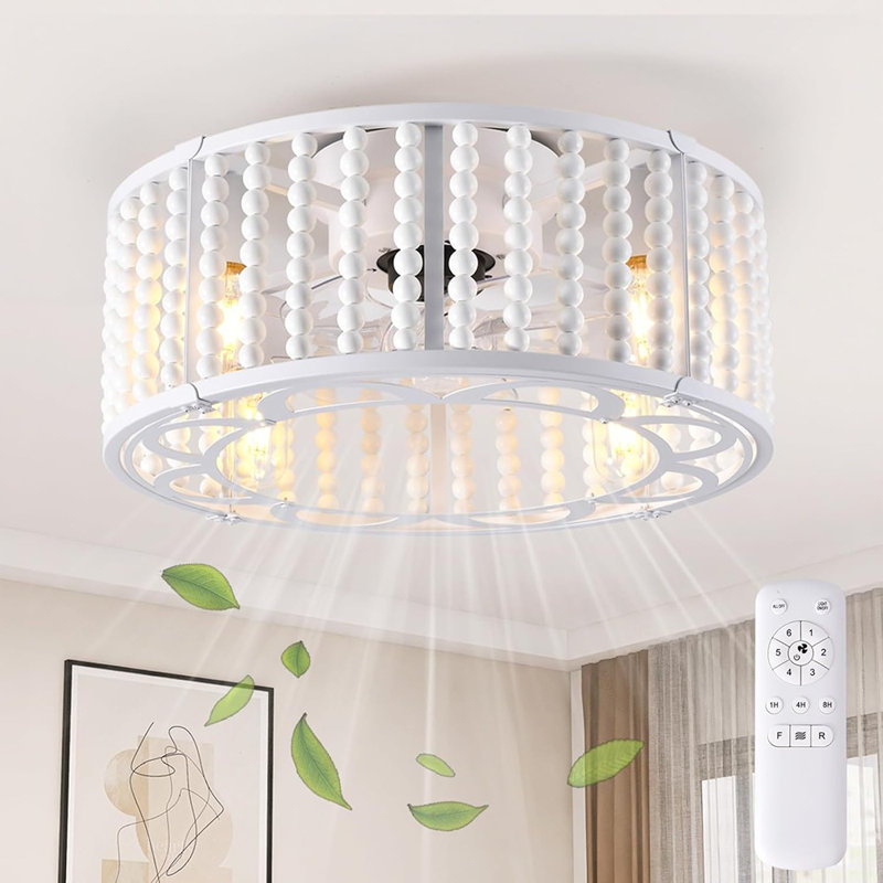 Ventilateurs de plafond avec lumières et télécommande, ventilateur de plafond en cage Boho de 18 po.
