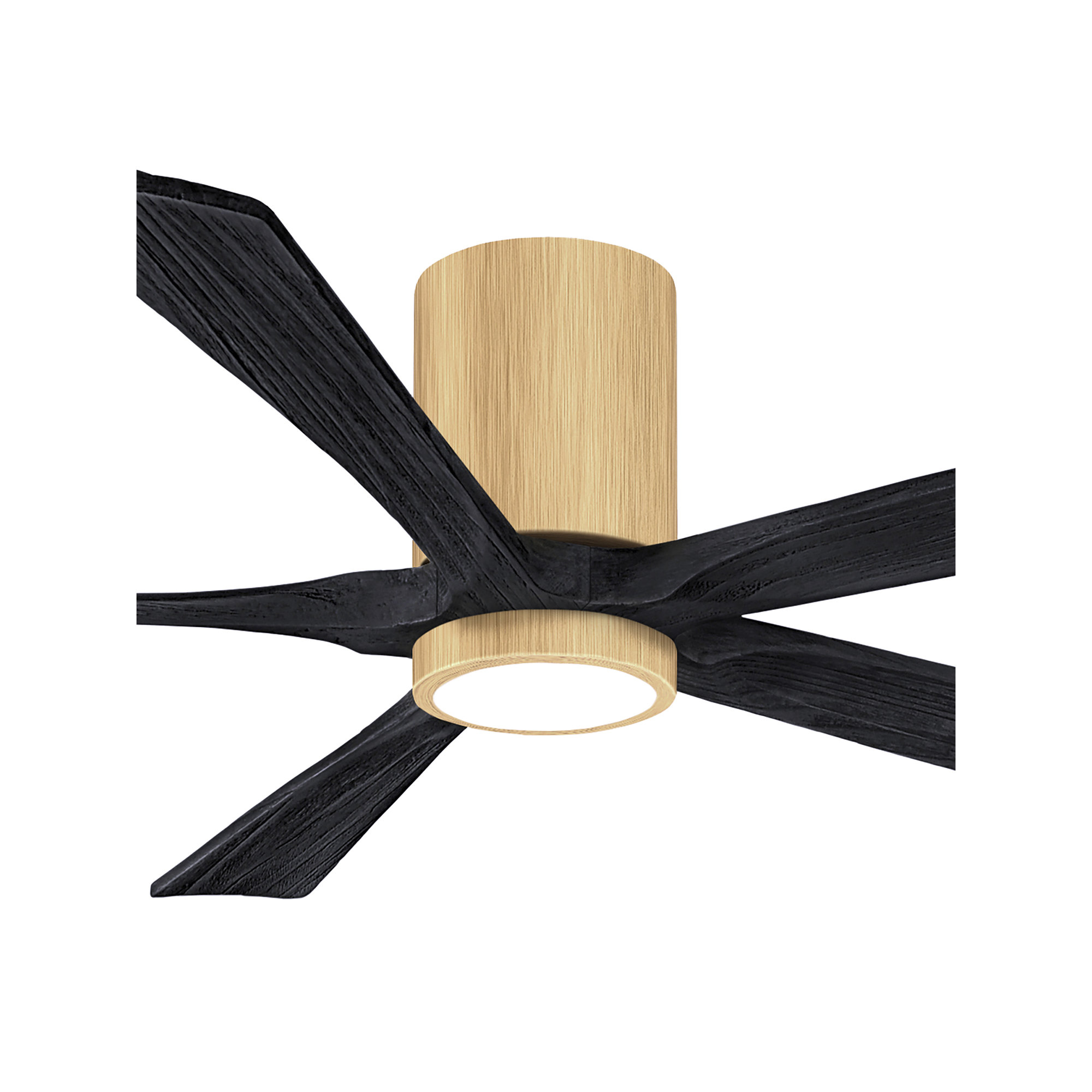 Irene 5 - Blade LED Ceiling Fan with Light Kit Included, Matte Black, 60", Light Maple