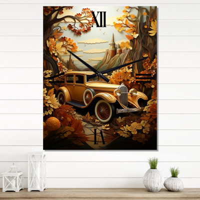 1930S Vintage Car Nostalgia Collage I - Car Vintage Vintage Wall Clock