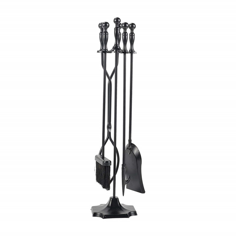 Ensemble d'outils de foyer en fer 5 pièces Terrence, Noir