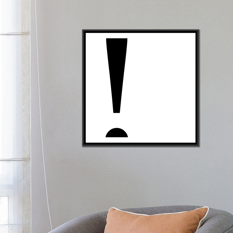 « type exclamation 2 », impression sur toile, H 18 po x l 18 po x P 1,5 po, Toile encadrée noire, Pas de tapis