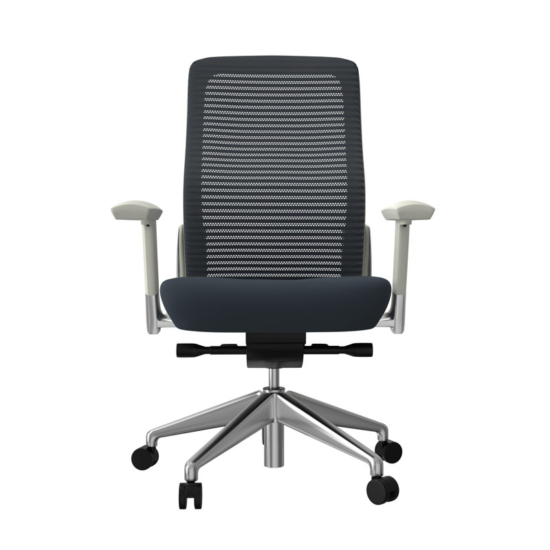 Chaise de bureau Kaylae, Blanc, Gris