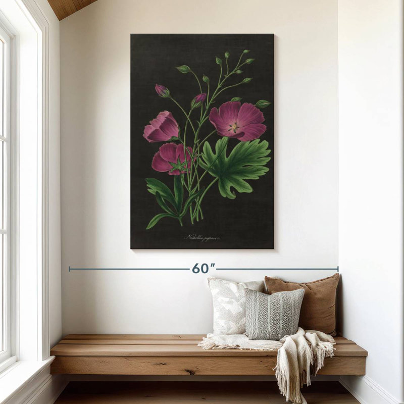 Harnek botanique sur carte noire II, H 48 po x l 32 po