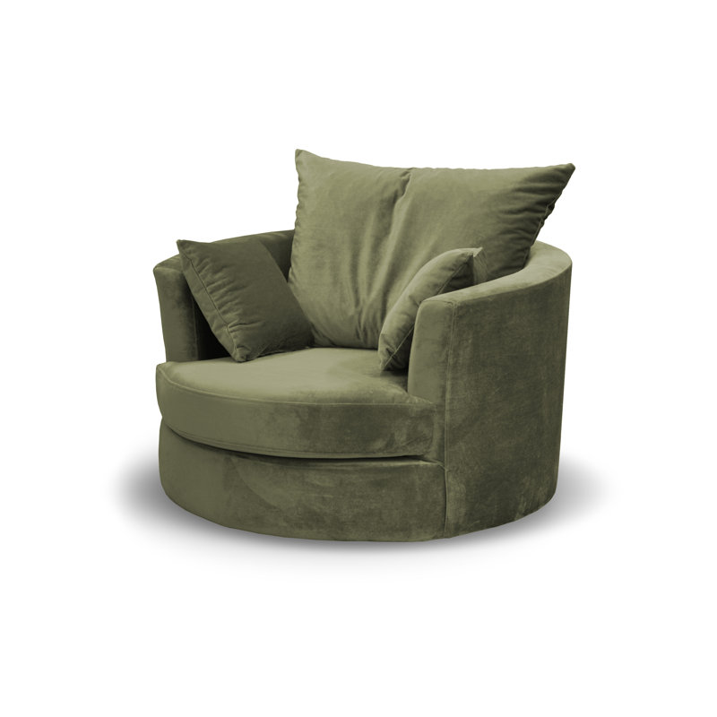 Curwood Upholstered Swivel Barrel Chair, Pickle