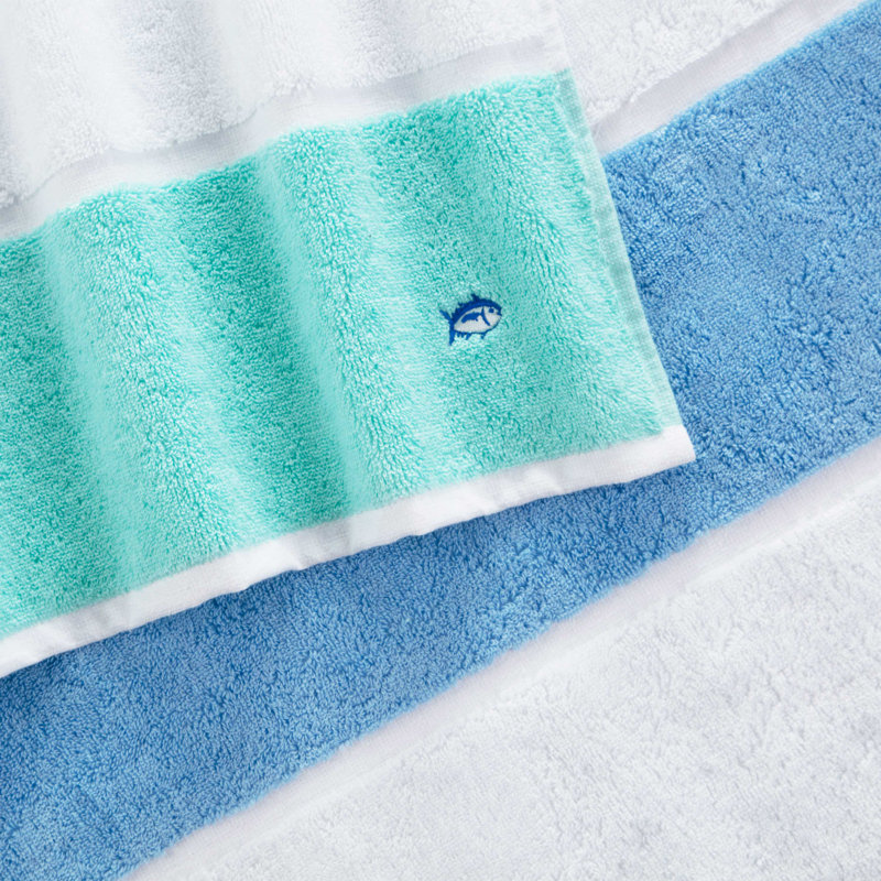 Performance Striped Single Bath Towel, Blue/Gray