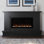 Ensemble de foyer Modern Ember Patton Black 64 po L x 42 po H avec foyer électrique de 42 po - 5 couleurs de flamme, 10 couleurs de lit de braises, ensemble de bûches et braises en cristal | Compatible Alexa/WiFi